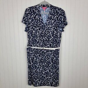 Isaac Mizrahi Women's Short Sleeve V-Neck Black White design SZ SP-M